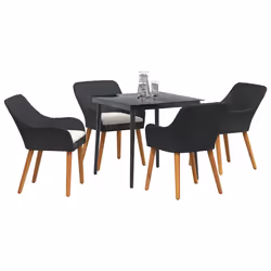 vidaXL Set da Pranzo per Giardino con cuscino 5 pcs Nero polyrattan - Vista aggiuntiva 3