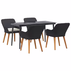 vidaXL Set da Pranzo per Giardino con cuscino 5 pcs Nero polyrattan - Vista aggiuntiva 2