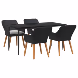 vidaXL Set da Pranzo per Giardino con cuscino 5 pcs Nero polyrattan - Vista aggiuntiva 2