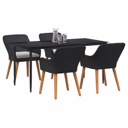 vidaXL Set da Pranzo per Giardino con cuscino 5 pcs Nero polyrattan - Vista aggiuntiva 3