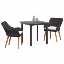 vidaXL Set da Pranzo per Giardino con cuscino 3 pcs Nero polyrattan - Vista aggiuntiva 3