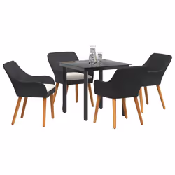 vidaXL Set da Pranzo per Giardino con cuscino 5 pcs Nero polyrattan - Vista aggiuntiva 3