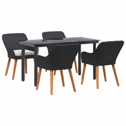 vidaXL Set da Pranzo per Giardino con cuscino 5 pcs Nero polyrattan - Vista aggiuntiva 2