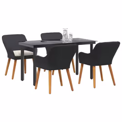 vidaXL Set da Pranzo per Giardino con cuscino 5 pcs Nero polyrattan - Vista aggiuntiva 3