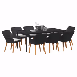 vidaXL Set da Pranzo per Giardino con cuscino 9 pcs Nero polyrattan - Vista aggiuntiva 3