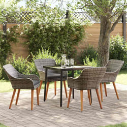 vidaXL Set da Pranzo per Giardino con cuscino 5 pcs Grigio polyrattan