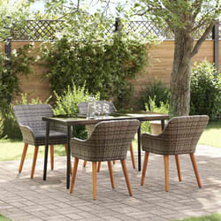 vidaXL Set da Pranzo per Giardino con cuscino 5 pcs Grigio polyrattan