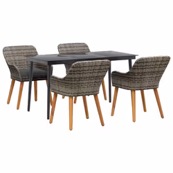 vidaXL Set da Pranzo per Giardino con cuscino 5 pcs Grigio polyrattan - Vista aggiuntiva 2