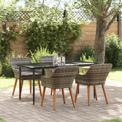 vidaXL Set da Pranzo per Giardino con cuscino 5 pcs Grigio polyrattan