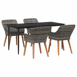 vidaXL Set da Pranzo per Giardino con cuscino 5 pcs Grigio polyrattan - Vista aggiuntiva 2