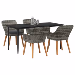 vidaXL Set da Pranzo per Giardino con cuscino 5 pcs Grigio polyrattan - Vista aggiuntiva 3