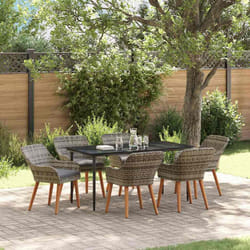 vidaXL Set da Pranzo per Giardino con cuscino 7 pcs Grigio polyrattan