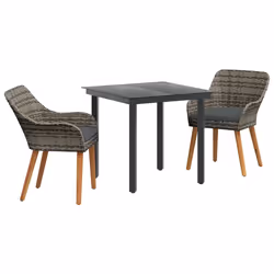 vidaXL Set da Pranzo per Giardino con cuscino 3 pcs Grigio polyrattan - Vista aggiuntiva 2