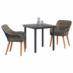 vidaXL Set da Pranzo per Giardino con cuscino 3 pcs Grigio polyrattan - Vista aggiuntiva 3