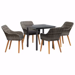 vidaXL Set da Pranzo per Giardino con cuscino 5 pcs Grigio polyrattan - Vista aggiuntiva 2