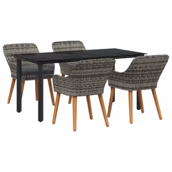 vidaXL Set da Pranzo per Giardino con cuscino 5 pcs Grigio polyrattan - Vista aggiuntiva 2
