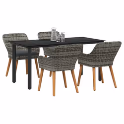 vidaXL Set da Pranzo per Giardino con cuscino 5 pcs Grigio polyrattan - Vista aggiuntiva 3