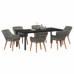 vidaXL Set da Pranzo per Giardino con cuscino 7 pcs Grigio polyrattan - Vista aggiuntiva 3