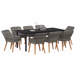 vidaXL Set da Pranzo per Giardino con cuscino 9 pcs Grigio polyrattan - Vista aggiuntiva 3