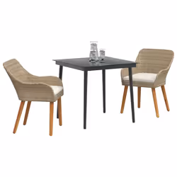 vidaXL Set da Pranzo per Giardino con cuscino 3 pcs Beige polyrattan - Vista aggiuntiva 3