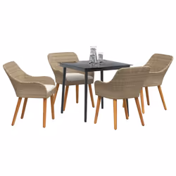vidaXL Set da Pranzo per Giardino con cuscino 5 pcs Beige polyrattan - Vista aggiuntiva 3
