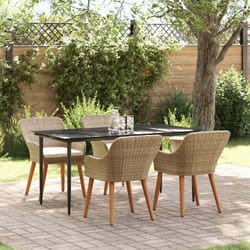 vidaXL Set da Pranzo per Giardino con cuscino 5 pcs Beige polyrattan