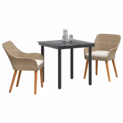 vidaXL Set da Pranzo per Giardino con cuscino 3 pcs Beige polyrattan - Vista aggiuntiva 3