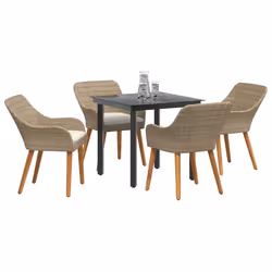 vidaXL Set da Pranzo per Giardino con cuscino 5 pcs Beige polyrattan - Vista aggiuntiva 3