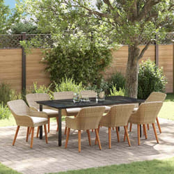 vidaXL Set da Pranzo per Giardino con cuscino 9 pcs Beige polyrattan