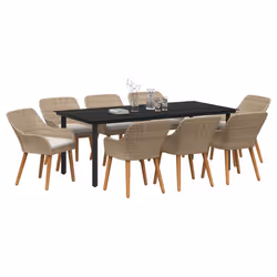 vidaXL Set da Pranzo per Giardino con cuscino 9 pcs Beige polyrattan - Vista aggiuntiva 3