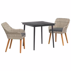 vidaXL Set da pranzo Grigio chiaro Poly Rattan - Vista aggiuntiva 2
