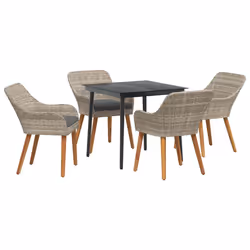 vidaXL Set da pranzo Grigio chiaro Poly Rattan - Vista aggiuntiva 2