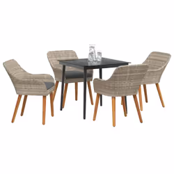 vidaXL Set da pranzo Grigio chiaro Poly Rattan - Vista aggiuntiva 3
