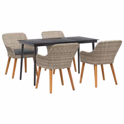 vidaXL Set da pranzo Grigio chiaro Poly Rattan - Vista aggiuntiva 2