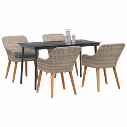 vidaXL Set da pranzo Grigio chiaro Poly Rattan - Vista aggiuntiva 3
