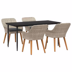 vidaXL Set da pranzo Grigio chiaro Poly Rattan - Vista aggiuntiva 2