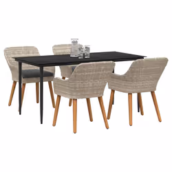 vidaXL Set da pranzo Grigio chiaro Poly Rattan - Vista aggiuntiva 3