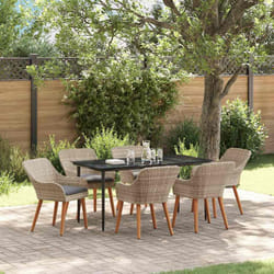 vidaXL Set da pranzo Grigio chiaro Poly Rattan