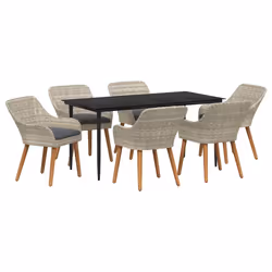vidaXL Set da pranzo Grigio chiaro Poly Rattan - Vista aggiuntiva 2