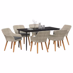 vidaXL Set da pranzo Grigio chiaro Poly Rattan - Vista aggiuntiva 3