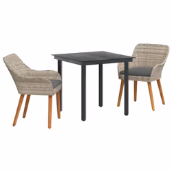 vidaXL Set da pranzo Grigio chiaro Poly Rattan - Vista aggiuntiva 2