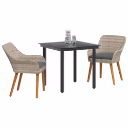 vidaXL Set da pranzo Grigio chiaro Poly Rattan - Vista aggiuntiva 3