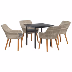 vidaXL Set da pranzo Grigio chiaro Poly Rattan - Vista aggiuntiva 2