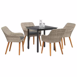 vidaXL Set da pranzo Grigio chiaro Poly Rattan - Vista aggiuntiva 3