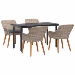 vidaXL Set da pranzo Grigio chiaro Poly Rattan - Vista aggiuntiva 2