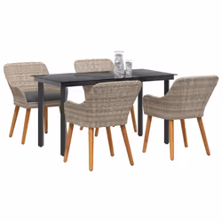 vidaXL Set da pranzo Grigio chiaro Poly Rattan - Vista aggiuntiva 3