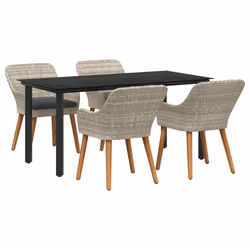 vidaXL Set da pranzo Grigio chiaro Poly Rattan - Vista aggiuntiva 2