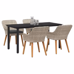 vidaXL Set da pranzo Grigio chiaro Poly Rattan - Vista aggiuntiva 3