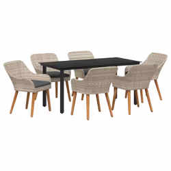 vidaXL Set da pranzo Grigio chiaro Poly Rattan - Vista aggiuntiva 2