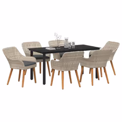 vidaXL Set da pranzo Grigio chiaro Poly Rattan - Vista aggiuntiva 3